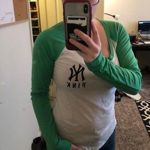 PINK Victoria's Secret Lucky Yankees Baseball Tee